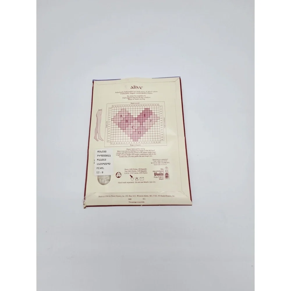 Hanes Alive Pantyhose 1980s Vntg Pearl 811 Size E Made USA Full Support Sheer